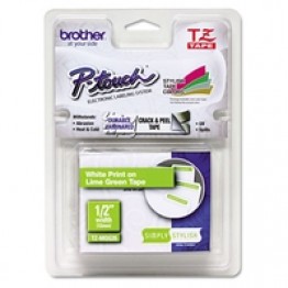 Nastro tipo TZ per PT-6/15/20/2000, 12mm x 5m, bianco su verde acido