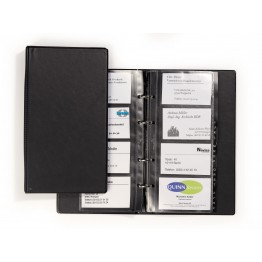 Porta biglietti da visita ad anelli VISIFIX ECONOMY, 12 buste per 96 biglietti,  14,5x22,5cm nero