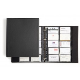 Porta biglietti da visita ad anelli VISIFIX ECONOMY, 20 buste per 400 biglietti, 25,5x31,5cm nero