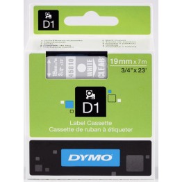Dymo S0720900 nastro D1 Bianco/Trasparente 19mm x 7m