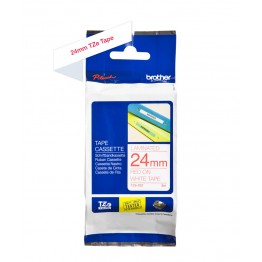 Brother TZe-252 nastro Rosso/Bianco 24mm x 8m
