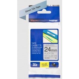 Nastro tipo TZe per PT-7600VP, 24mm x 8m, nero su argento opaco