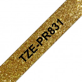 Brother TZe-PR831 nastro laminato Nero/Oro glitter 12mm x 8m