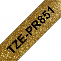Brother TZe-PR851 nastro laminato Nero/Oro glitter 24mm x 8m