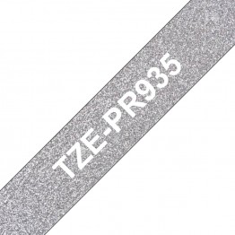 Brother TZe-PR935 nastro laminato Bianco/Argento glitter 12mm x 8m