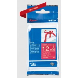 Brother TZe-RW34 nastro Oro/Rosso vino 12mm x 4m