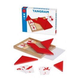 Tangram rosso con carte