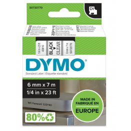 Dymo S0720770 nastro D1 Nero/Trasparente 6mm x 7m