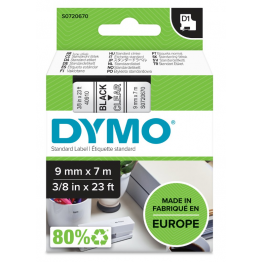 Dymo S0720670 nastro D1 Nero/Trasparente 9mm x 7m