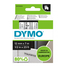 Dymo S0720500 nastro D1 Nero/Trasparente 12mm x 7m