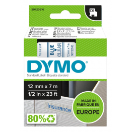 Dymo S0720510 nastro D1 Blu/Trasparente 12mm x 7m