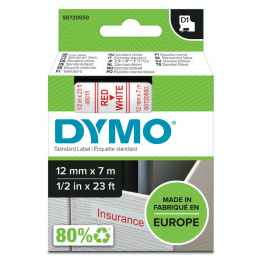 Dymo S0720550 nastro D1 Rosso/Bianco 12mm x 7m