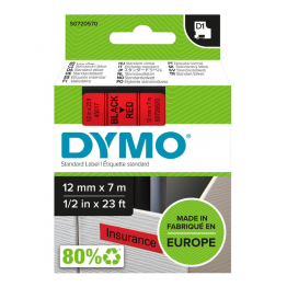 Dymo S0720570 nastro D1 Nero/Rosso 12mm x 7m