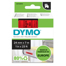 Dymo S0720970 nastro D1 Nero/Rosso 24mm x 7m