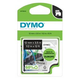 Dymo S0718040 nastro D1 Nero/Bianco 12mm x 3,5m