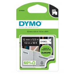 Dymo S0718060 nastro D1 Nero/Bianco 12mm x 5,5m