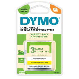 Dymo S0721790 nastro LT bianco, giallo, argento 12mm x 4m