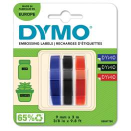 Dymo S0847750 nastro Nero, Blu, Rosso 9mm x 3m
