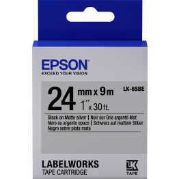 Epson LK6SBE nastro Nero/Argento 24mm x 9m
