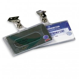 Porta badge semirigido, con clip