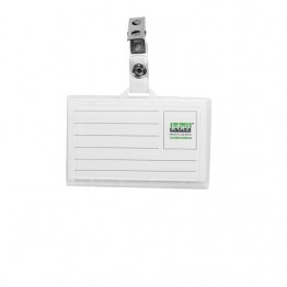Porta badge semirigido, con clip