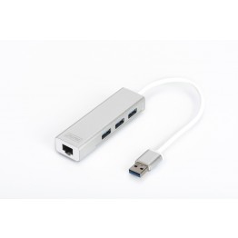 HUB 3 porte USB 3.0 e adattatore LAN GIGABIT