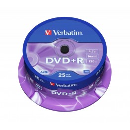 25 DVD+R 4.7GB con velocità 16x e durata 120min