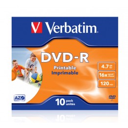 10 DVD-R 4.7GB con velocità 16x e durata 120min
