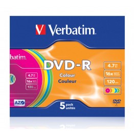 5 DVD-R 4.7GB con velocità 16x e durata 120min