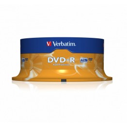 25 DVD-R 4.7GB con velocità 16x e durata 120min