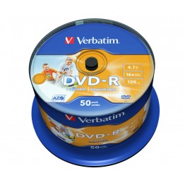 50 DVD-R 4.7GB con velocità 16x e durata 120min