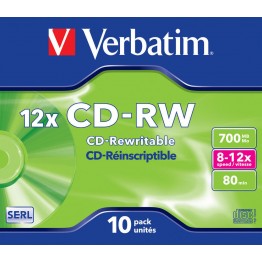 10 CD-RW 700MB con velocità 12x e durata 80min