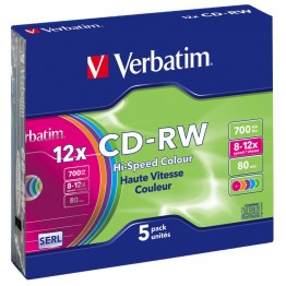 5 CD-RW 700MB con velocità 12x e durata 80min