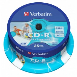 25 CD-R 700MB con velocità 52x e durata 80min