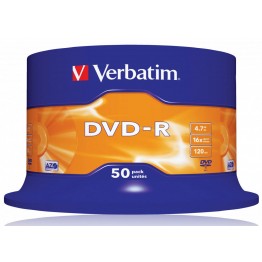 50 DVD-R 4.7GB con velocità 16x e durata 120min