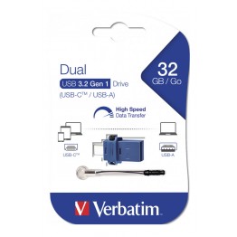 Pen Drive Dual USB3.2 Gen1 tipo C e tipo A da 32GB